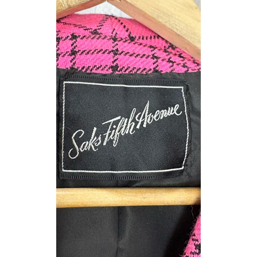 Vintage 1960s Bill Blass Hot Pink Black Plaid Dress Coat Jacket Size 8 ILGWU - Picture 7 of 7